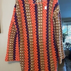 Taylor Inspired Colorful Striped Women's Crocheted Sweater Dress